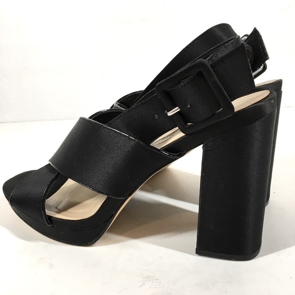 Nina New York Black Criss Cross Straps Platform Open Toe Sandal Heels Size 7.5M - Picture 7 of 15